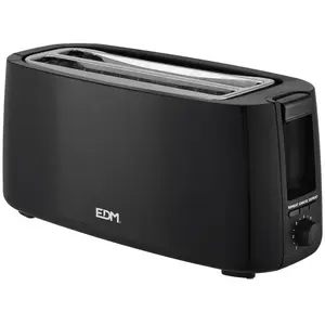 null - Grille-Pain Long Edm Double Fente Design Noir pas cher