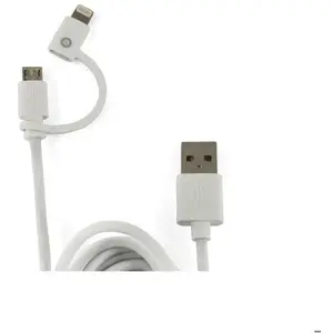Comparateur de prix : Muvit Spring Cable Cable 2 En 1 2.4A Usb/Micro-Usb/Lightning Blanc - Neuf