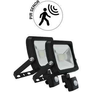 SULION Pack 2X Projecteurs LED 10W avec Détecteur de Mouvement PIR Noir IP44Vendu paramazon