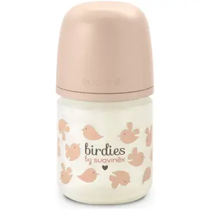 Suavinex Biberon Verre Tétine Symétrique SX Pro Birdies Rose - 120 ml