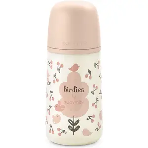 Biberon Suavinex Birdies 270 ml Tétine SX Pro M Débit Moyen Rose