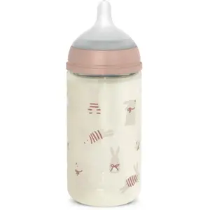 Biberon en verre Wonderland avec tétine SX Pro débit M Lapin Rose