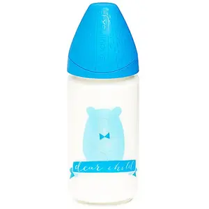 Suavinex Biberon en Verre Meaningful Life Bleu Housse Silicone 240mlVendu paratida-santediscount