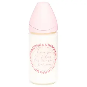 Comparateur de prix : Suavinex Biberon en Verre Meaningful Life Rose Housse Silicone 240ml