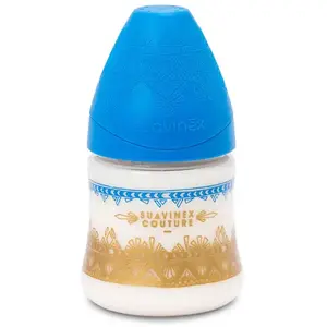 Suavinex Biberon Silicone 3 Vitesse Couture Ethnic Bleu 150ml