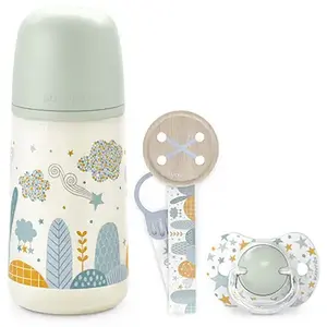 Comparateur de prix : Suavinex Coffret Cadeau Biberon Sucette et Attache Sucette Dreams Bleu 270mL