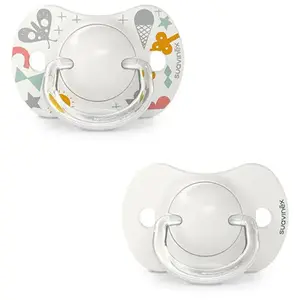 Comparateur de prix : Lot de 2 sucettes symetriques walk in the park GRIS Suavinex