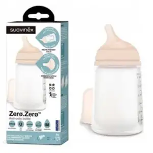 Comparateur de prix : Suavinex Biberon Anticolique M Silicone +3M Light Sand 270ml 1ut