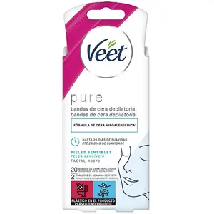 Veet Pure Bandas de Cera Depilatoria Facial Piel Sensible 20uds pas cher