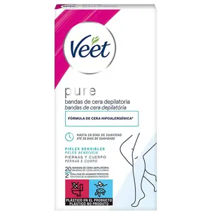 Comparateur de prix : Veet Pure Bandas de Cera Depilatoria Piernas y Cuerpo Piel Sensible 20uds