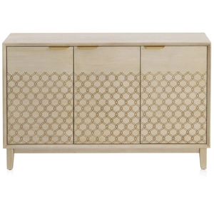 GEESE HOME Buffet 3 portes plaqué chêne beige finition beige pas cher