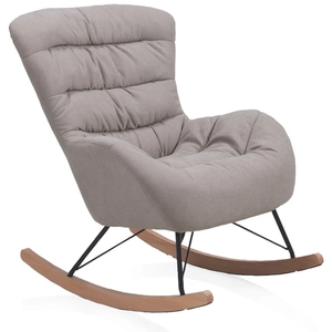 GEESE HOME Fauteuil à bascule en beige, pieds en métal et piétement luge en hêtre