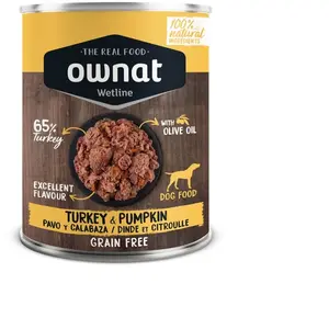 Ownat Grain Free Aliments Humides Chien 65% Dinde et Citrouille 400gr pas cher