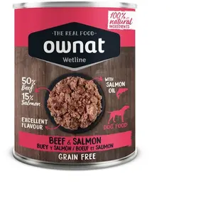 Ownat Grain Free Aliments Humides Chien 50% Boeuf et 15% Saumon 400gr pas cher