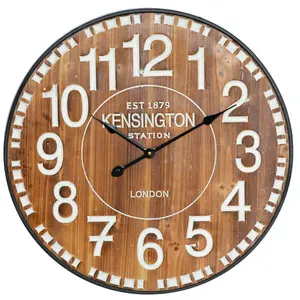Thinia Home - Horloge murale vintage en bois foncé Ø60cm pas cher