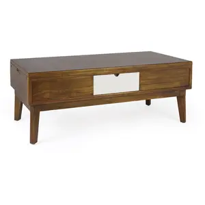 MOYCOR Table basse en bois marron et blanc L 112 cm pas cher