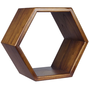 MOYCOR Étagère murale hexagonale en bois marron L 40 cm