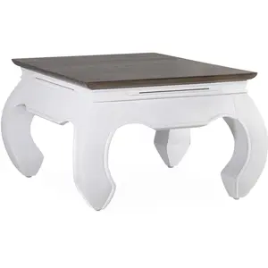 DECORATION D'AUTREFOIS Table basse en bois marron et blanc L 60 cm pas cher
