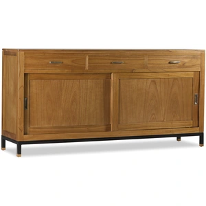 MOYCOR Buffet en bois de mindi marron et pieds en métal noir L 180 cm