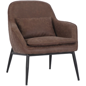 MOYCOR Fauteuil en métal noir et similicuir marron pas cher