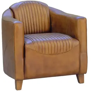 MOYCOR Fauteuil en cuir beige pas cher