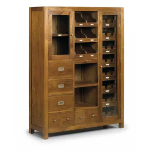 MOYCOR Meuble Rangement Bouteilles 7 Tiroirs Bois Bronze Marron 120x40x155cm - Bois-Bronze pas cher
