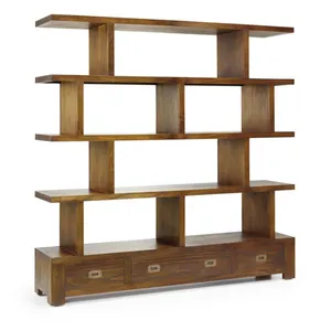 MOYCOR Bibliothèque 3 Tiroirs Bois Bronze Marron 160x35x160cm - Bois-Bronze pas cher