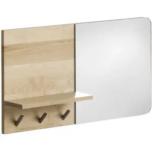 Miroir porte-manteau horizontal en bouleau naturel pas cher
