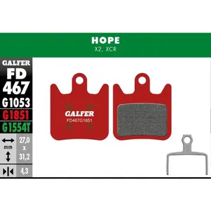 Comparateur de prix : Paire de plaquettes galfer semi metalliques hope x2 advanced