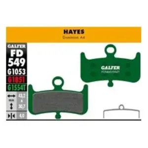Comparateur de prix : Plaquette de frein Galfer Hayes Dominion A4 Vert 43,2x30,7x4 mm FD549G1554T