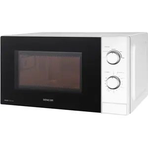 Sencor Four à Micro-ondes Compact, EasyClean, 20L - Rapide 700W, 5 Niveau de Puissance, Plateau tournant 25.5cm, Minuterie jusqu’à 35min, Fonction Décongélation hygiénique - Blanc