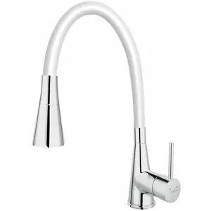 Novaservis - Ferro - Mitigeur d'évier avec bras flexible et douchette, blanc / chrome 70720,0B pas cher