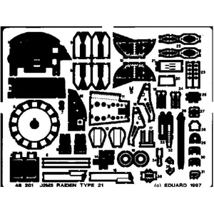 Accessoire Eduard Mitsubishi J2M Raiden Jack (pour maquettes Hasegawa)  1/48 ED48201  - Kit de superdétail pour avions Vendu paramazon