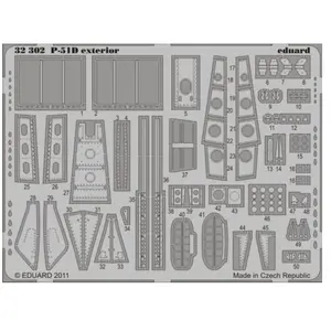 Accessoire Eduard extérieur de North-American P-51D Mustang (conçu pour être utilisé avec les kits Tamiya) 1/32EDUA32302  - Kit de superdétail pour av pas cher