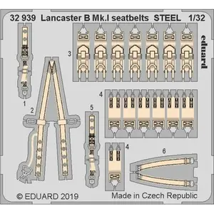 Accessoire Eduard Ceintures de sécurité Avro Lancaster B Mk.I STEEL (conçu pour être utilisé avec les kits de modèles Hong Kong) 1/32ED32939  - Kit de
