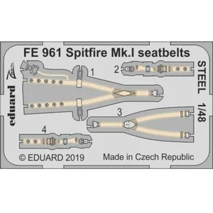 Accessoire Eduard Ceintures de sécurité Supermarine Spitfire Mk.1 STEEL (conçu pour être utilisé avec les kits Tamiya)  1/48 EDFE961  - Kit de superdéVendu paramazon