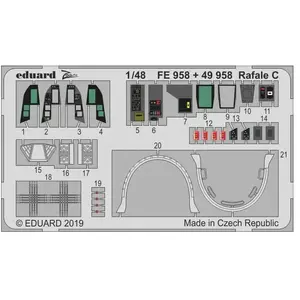 Accessoire Eduard Dassault Rafale C (conçu pour être utilisé avec les kits Revell)  1/48 EDFE958  - Kit de superdétail pour avions 
