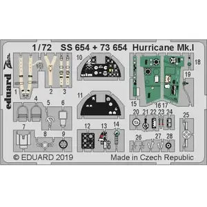 Accessoire Eduard Hawker Hurricane Mk.I (conçu pour être utilisé avec les kits Arma Hobby) 1/72EDSS654  - Kit de superdétail pour avions 
