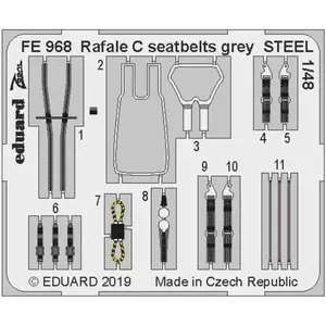 Accessoire Eduard Ceintures de sécurité Renault Rafale C gris STEEL (conçu pour être utilisé avec les kits Revell)  1/48 EDFE968  - Kit de superdétailVendu paramazon