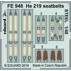 Accessoire Eduard Heinkel He-219A-7 seatbelts STEEL (designed to be used with Tamiya kits) 1/48 EDFE948 - Kit de superdétail pour avions Vendu paramazon