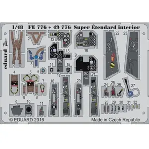 Accessoire Eduard Dassault Super Etendard Intérieur Partie I (conçu pour être utilisé avec les kits Kinetic Model)  1/48 EDFE776  - Kit de superdétailVendu paramazon