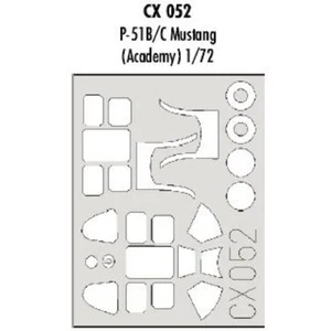 Accessoire Eduard North American P-51B/C Mustang (pour maquettes Academy) (fait à partir de bande jaune de Kabuki japonais) 1/72EDCX052  - Masques de Vendu paramazon