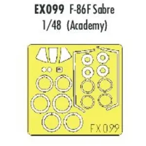 Accessoire Eduard North American F-86F Sabre (pour maquettes Academy) (fait à partir de bande jaune de Kabuki japonais)  1/48 EDUAEX099  - Masques de Vendu paramazon