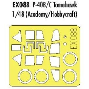 Accessoire Eduard verrière et roues de Curtiss P-40B/C Tomahawk etc (pour maquettes Academy et Hobbycraft) (fait à partir de bande jaune de Kabuki  1/Vendu paramazon
