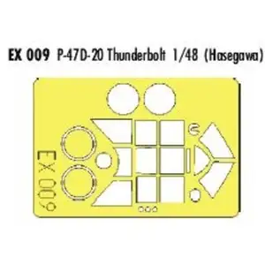 Accessoire Eduard Republic P-47 D-20 Thunderbolt (pour maquettes Hasegawa) (fait à partir de bande jaune de Kabuki japonais)  1/48 EDEX009  - Masques Vendu paramazon