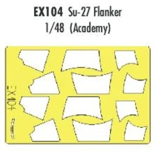 Accessoire Eduard Sukhoi Su-27 Flanker (pour maquettes Academy) (fait à partir de bande jaune de Kabuki japonais)  1/48 EDUAEX104  - Masques de verriè