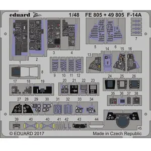 Accessoire Eduard Grumman F-14A Tomcat intérieur (conçu pour être utilisé avec les kits Tamiya)  1/48 ED49805  - Kit de superdétail pour avions Vendu paramazon