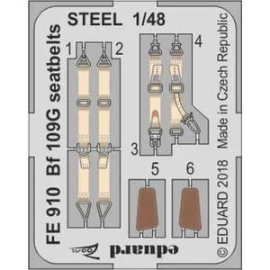 Accessoire Messerschmitt Bf-109G-2 seatbelts STEEL (designed to be used with Eduard kits)  1/48 EDUAFE910  - Kit de superdétail pour avions Vendu paramazon