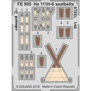 Accessoire Eduard Heinkel He-111H-6 WWII German Bomber seatbelts STEEL (designed to be used with ICM kits)  1/48 EDUAFE905  - Kit de superdétail pour Vendu paramazon