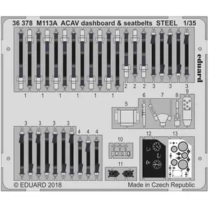 Accessoire Eduard M113A ACAV dashboard & seatbelts STEEL (designed to be used with AFV Club kits)  1/35 EDUA36378  - Kits de superdétail pour véhiculeVendu paramazon